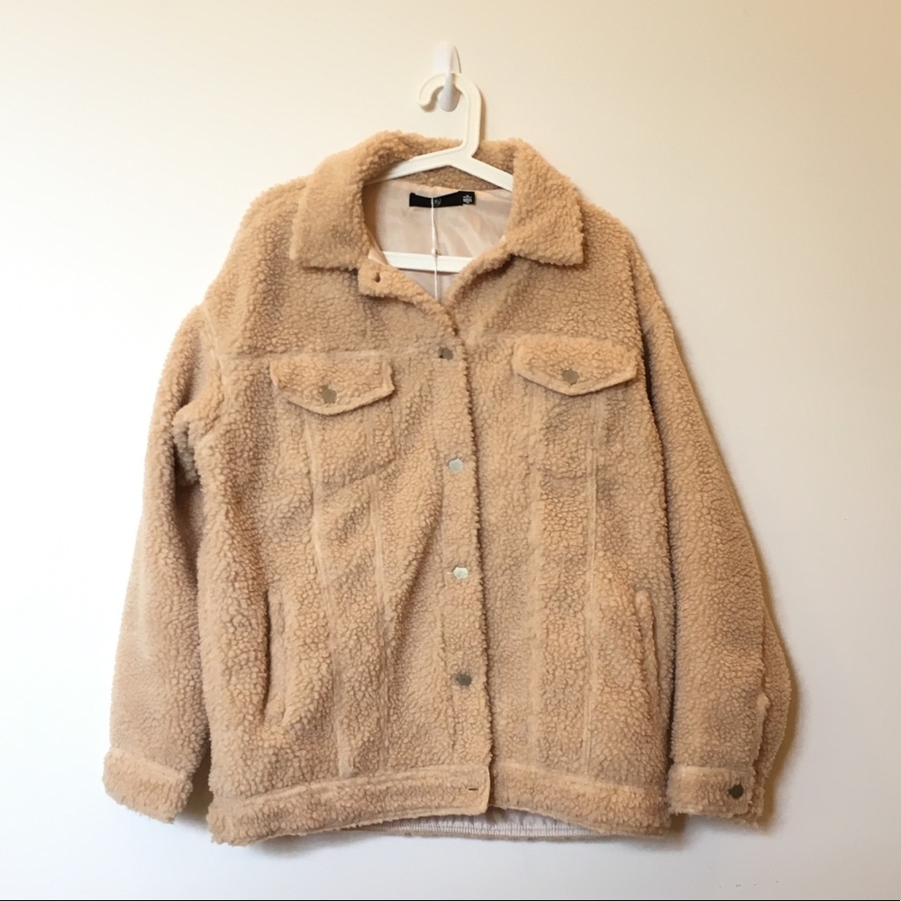 Missguided Cream Teddy Sherpa Jacket